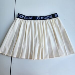Body Glove Mini Skort Womens Ivory Black Athletic Pull On Stretch Logo Waist M